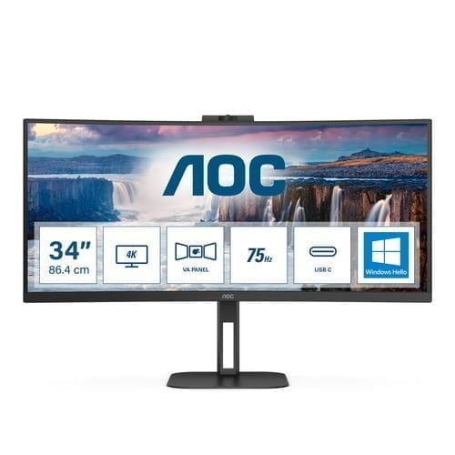 AOC V5 CU34V5CW LED display 86.4 cm (34") 3440 x 1440 pixels Wide Quad HD Black