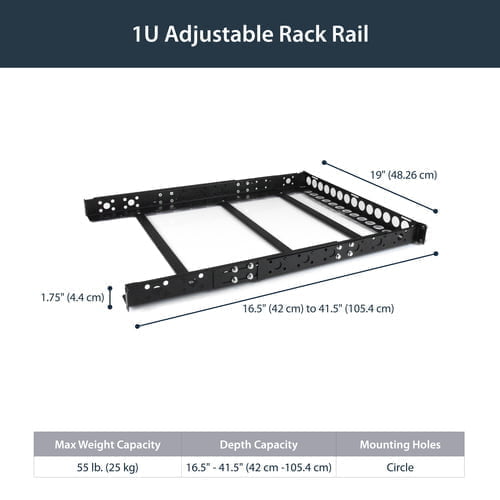 StarTech.com UNIRAILS1U rack accessory Rack rail - Image 3