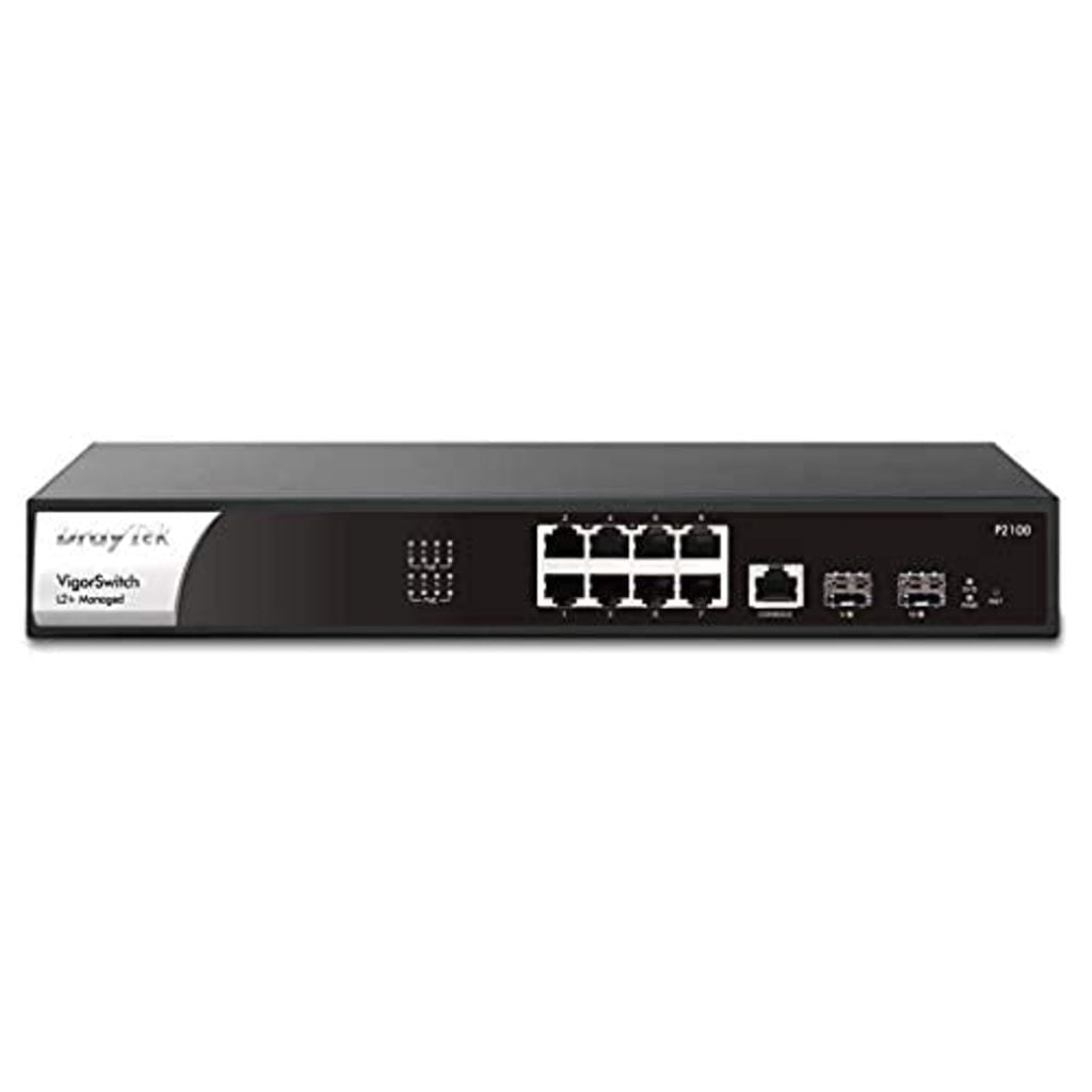 Draytek P2100 Managed L2+/L3 Gigabit Ethernet (10/100/1000) Power over Ethernet (PoE) 1U Black, Silver