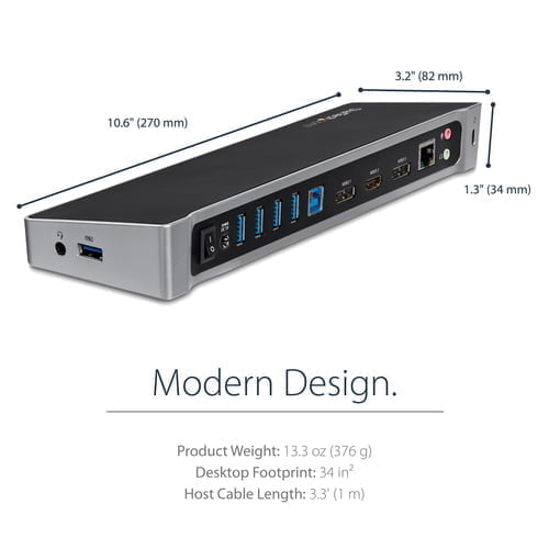 StarTech.com USB3DOCKH2DP laptop dock/port replicator Wired USB 3.2 Gen 1 (3.1 Gen 1) Type-A Black, - Image 12