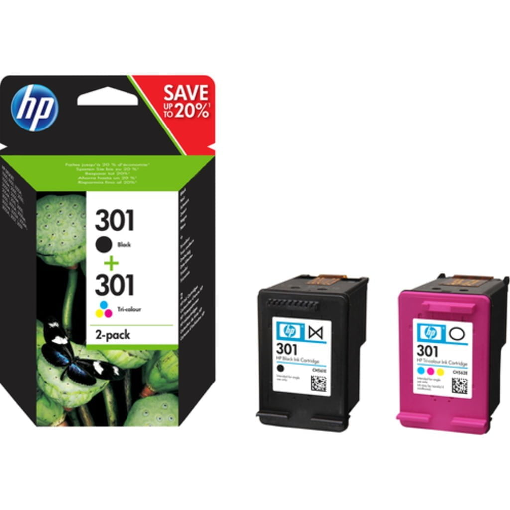 HP 301 2-pack Black/Tri-color Original Ink Cartridges ink cartridge 2 pc(s) Standard Yield Black,