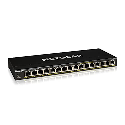 NETGEAR GS316P Unmanaged Gigabit Ethernet (10/100/1000) Power over Ethernet (PoE) Black