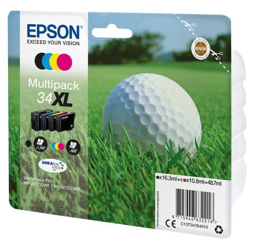 Epson Golf ball C13T34764010 ink cartridge 1 pc(s) Original High (XL) Yield Black, Cyan, Magenta,