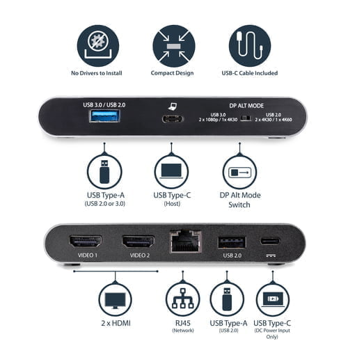 StarTech.com DK30C2HAGPD laptop dock/port replicator Wired USB 3.2 Gen 1 (3.1 Gen 1) Type-C Grey - Image 8