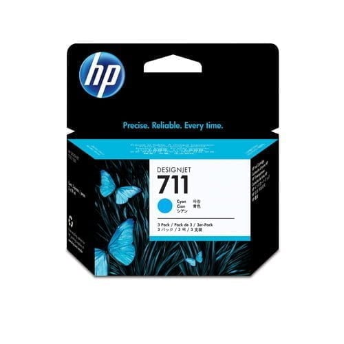 HP 711 3-pack 29-ml Cyan DesignJet Ink Cartridges ink cartridge 3 pc(s) Original