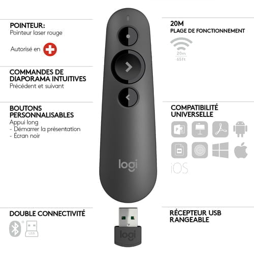 Logitech R500 wireless presenter Bluetooth/RF Graphite - Image 6