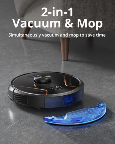 Eufy X8 Hybrid robot vacuum 0.4 L Bagless Black, Orange - Image 3