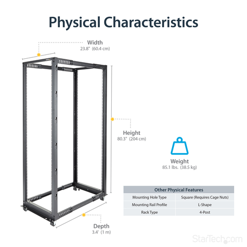 StarTech.com 4POSTRACK42 rack cabinet Freestanding rack Black - Image 12