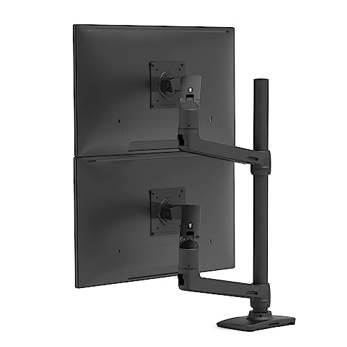 Mounting kit (tall pole, dual stacking arm) - for 2 LCD displays - matte black - screen size: up to 40" - desk-mountable