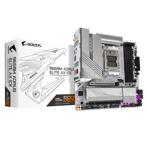 Gigabyte B650M AORUS ELITE AX ICE, AMD B650, AM5, DDR5, Sata 6Gb/s, PCIe 4, 2x M.2, 2.5Gbe, Micro ATX, Wifi Motherboard