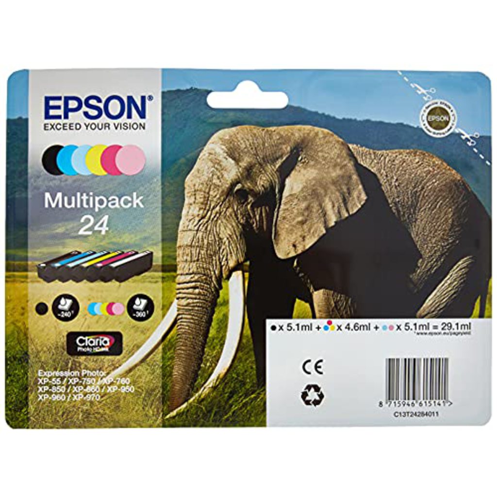 Epson Elephant C13T24284011 ink cartridge 6 pc(s) Original Standard Yield Black, Cyan, Light Cyan,