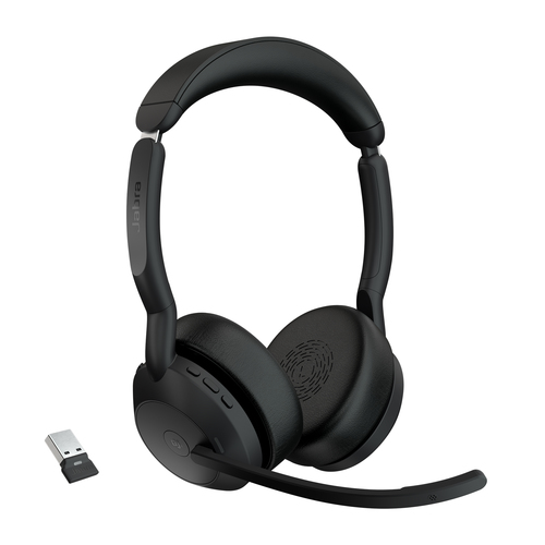 Jabra Evolve2 55 Headset Wireless Head-band Office/Call center Bluetooth Charging stand Black