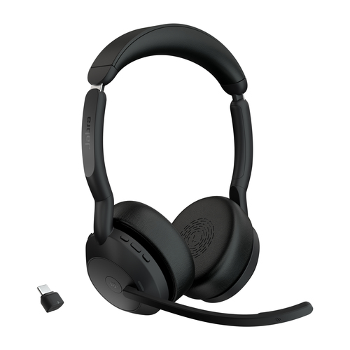 Jabra Evolve2 55 Headset Wireless Head-band Office/Call center Bluetooth Charging stand Black