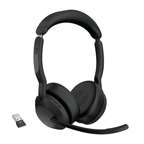 Jabra Evolve2 55 Headset Wireless Head-band Office/Call center Bluetooth Charging stand Black