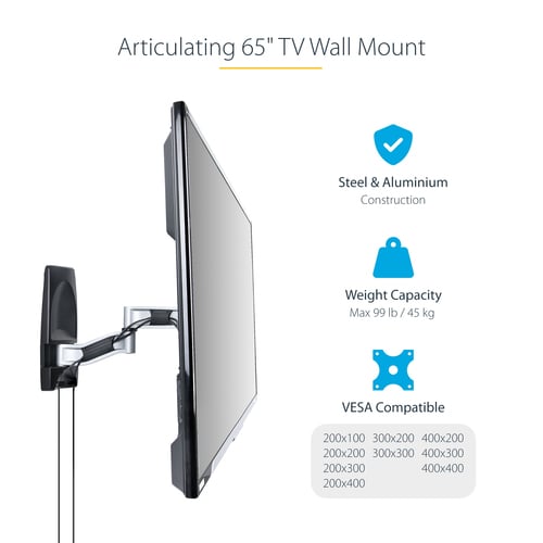 StarTech.com TV-WALL-MOUNT-65FS TV mount 165.1 cm (65") Black, Silver - Image 10