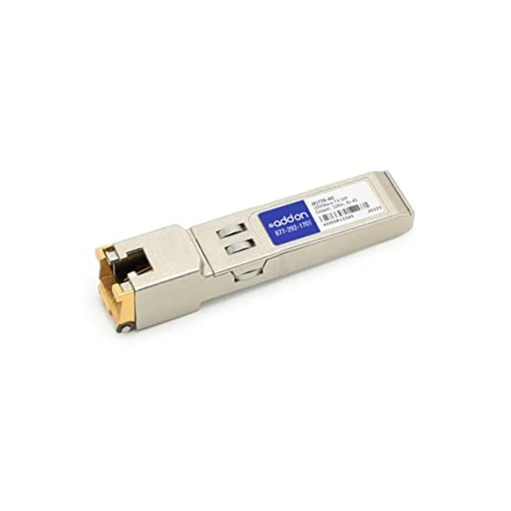 AddOn - SFP (mini-GBIC) transceiver module (equivalent to: HP J8177D) - GigE - 10Base-T, 1000Base-TX, 100Base-TX - RJ-45 - up to 100 m - TAA Compliant - for HPE Edgeline e920, HPE Aruba 6000 12, 6000 24, 6000 48, 6200F 12, 6200M 24, CX 10000, 8360