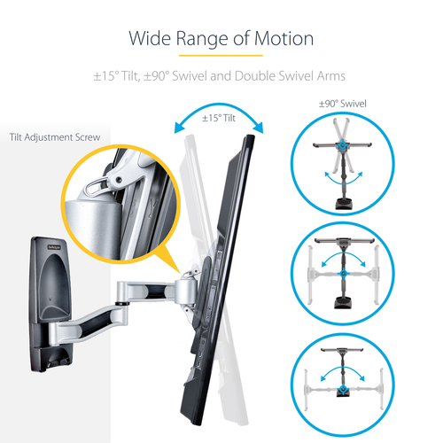 StarTech.com TV-WALL-MOUNT-65FS TV mount 165.1 cm (65") Black, Silver - Image 12