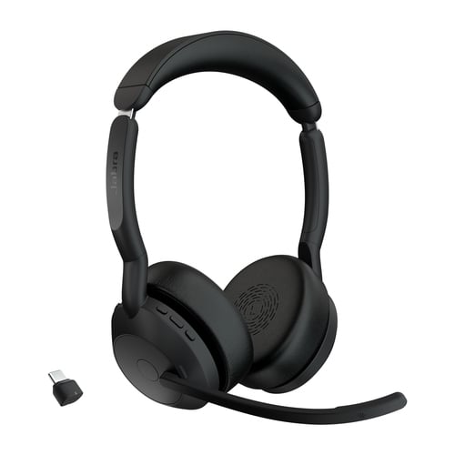 Jabra Evolve2 55 Headset Wireless Head-band Office/Call center Bluetooth Charging stand Black