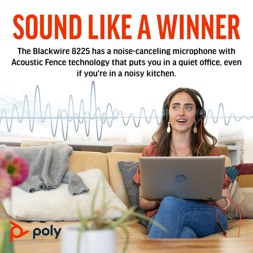 POLY Blackwire 8225 Stereo Microsoft Teams Certified USB-C Headset +USB-C/A Adapter - Image 9