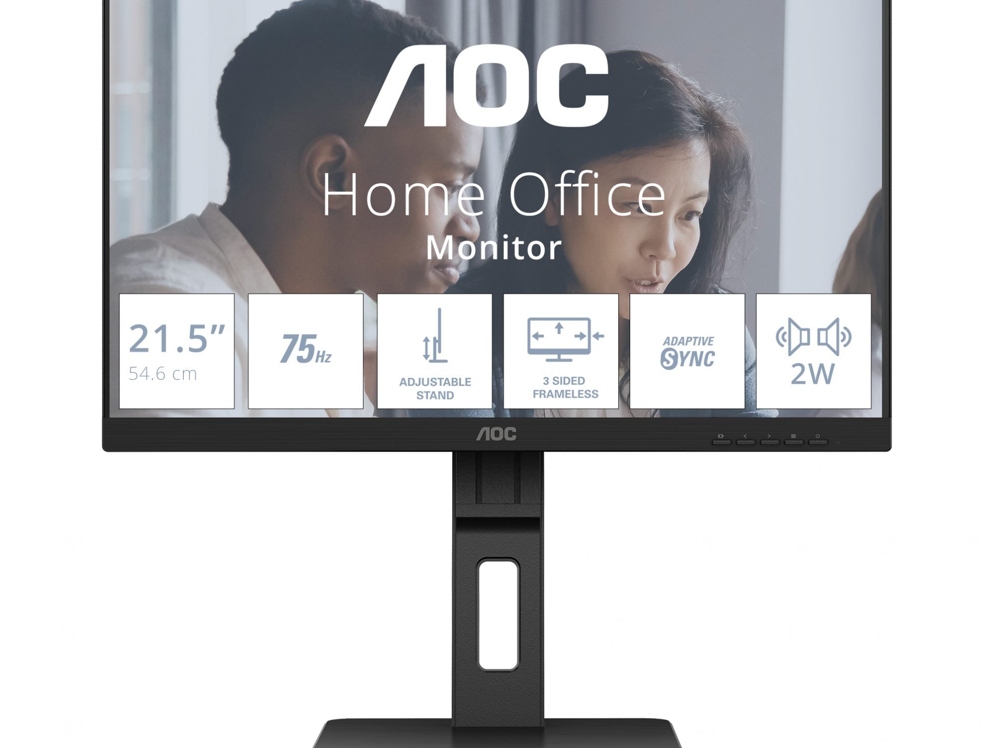 AOC 22E2UMF - LED monitor - 22" (21.5" viewable) - 1920 x 1080 Full HD (1080p) @ 75 Hz - VA - 3000:1 - HDMI, VGA, DisplayPort - speakers - black