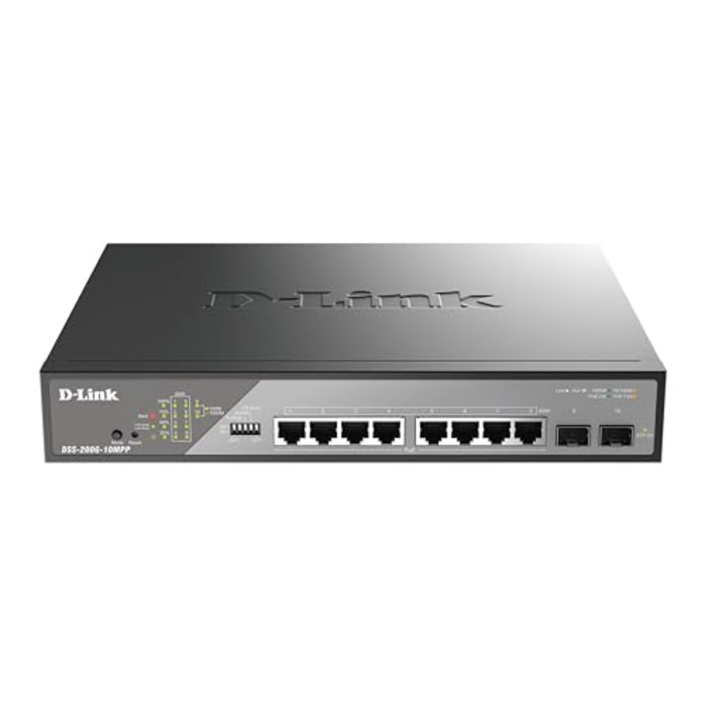 D-Link DSS 200G-10MPP - Switch - Managed - 8 x 10/100/1000 (PoE++) + 2 x Gigabit SFP - rack-mountable - PoE++ (242 W)