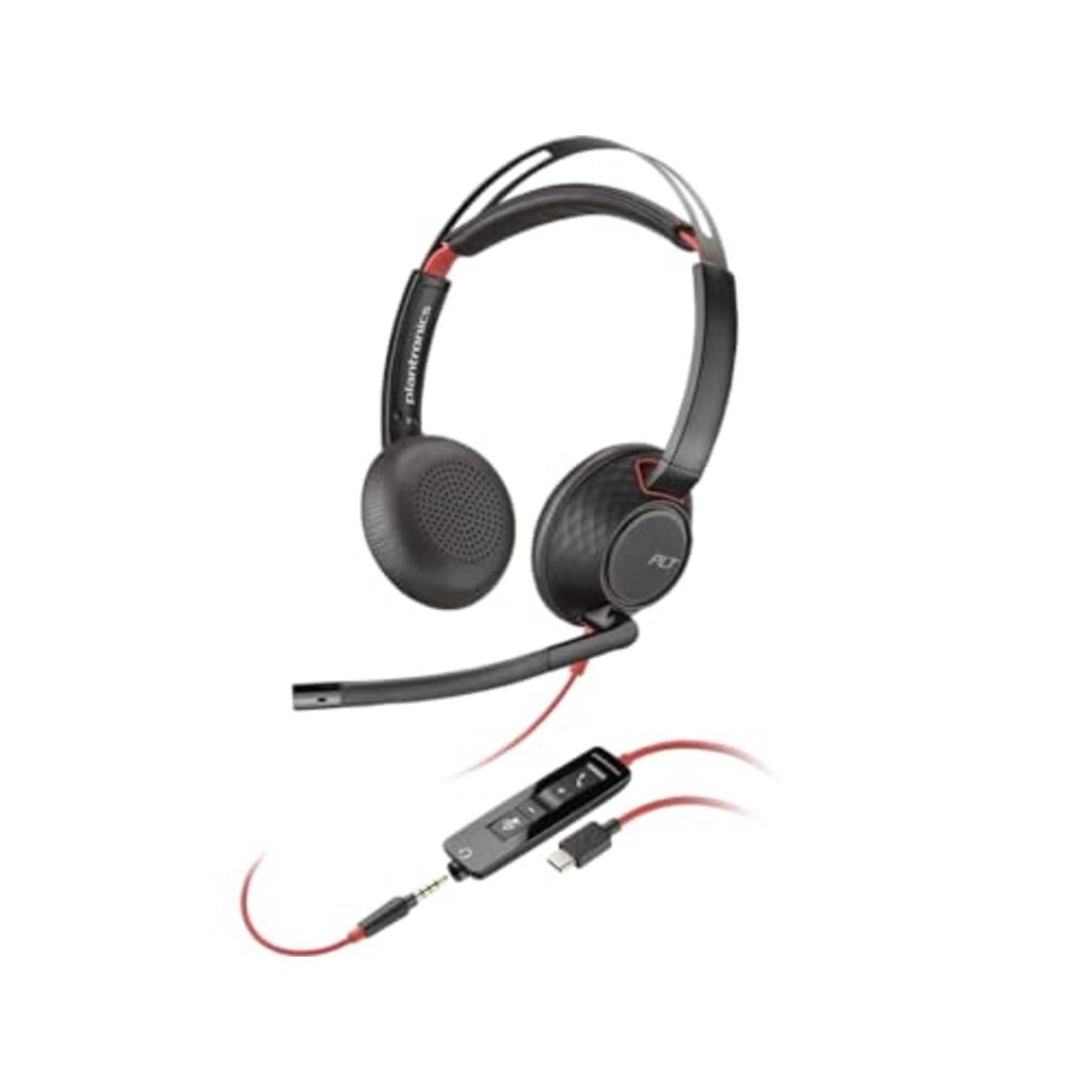 Poly Blackwire 5220 Stereo USB-C Headset +3.5mm Plug +USB-C/A Adapter