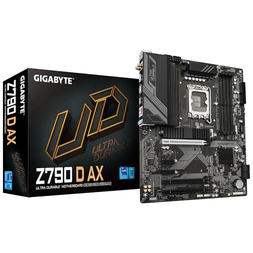 Gigabyte Z790 D AX Ultra Durable Intel 1700 Socket Motherboard, ATX, 4x DDR5 Slots, 3x M.2 Sockets, 1x USB-C Port, Wi-Fi 6E, 1x Display Port 1.2 / 1x HDMI Port