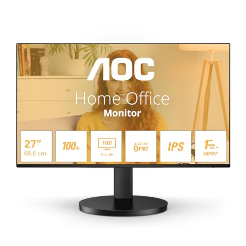 AOC Basic-line 27B3HA2 - B3 Series - LED monitor - 27" - 1920 x 1080 Full HD (1080p) @ 100 Hz - IPS - 250 cd/m² - 1300:1 - 1 ms - HDMI, VGA - speakers - black