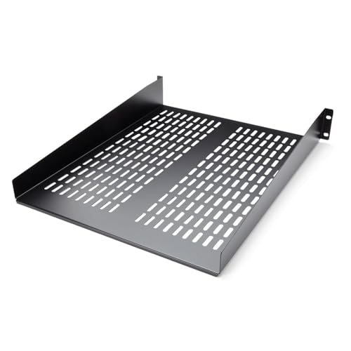 StarTech.com 1U Server Rack Shelf, 2U 22in Universal Fixed Vented Network Rack Shelf/Cantilever Tray for 19" AV/Data/Network Equipment Enclosure w/Cage Nuts & Screws, 50lbs Weight Cap. - 2U Network Rack Shelf (CABSHELF22V) - Rack shelf - black - 2U - 22" - for P/N: RK12OD2, RK2433BKM, RK2537BKM, RK3236BKF, RK4236BKB, RK4242BK24, RK4242BK30