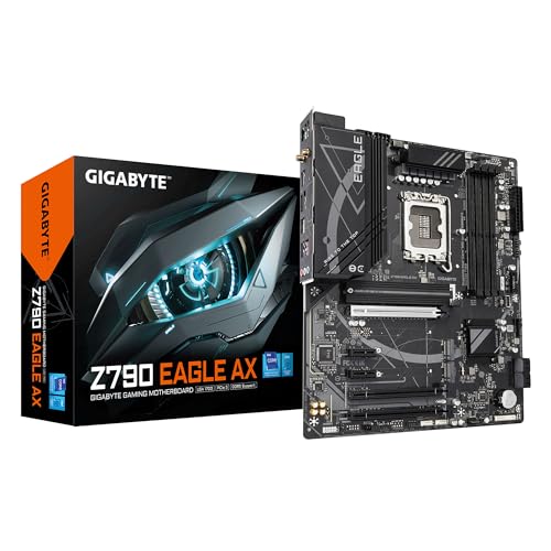 Gigabyte Z790 EAGLE AX Intel 1700 Socket Motherboard, ATX, 4x DDR5 Slots, 3x M.2 Sockets, 1x USB-C Port, Fitted I/O Shield, Wi-Fi 6E, 1x Display Port 1.2 / 1x HDMI Port