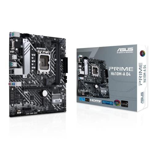 ASUS PRIME H610M-A WIFI - Motherboard - micro ATX - LGA1700 Socket - H610 Chipset - USB 3.2 Gen 1, USB 3.2 Gen 2 - Gigabit LAN, Wi-Fi, Bluetooth - onboard graphics (CPU required) - HD Audio (8-channel)