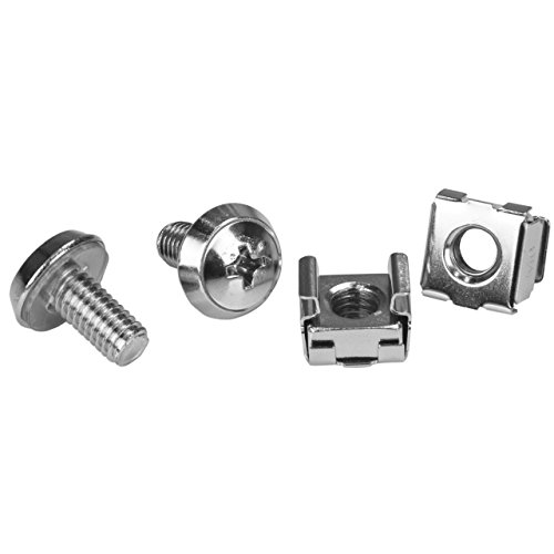 StarTech.com M6 Screws and Cage Nuts - 100 Pack - M6 Mounting Screws and Cage Nuts for Server Rack and Cabinet - Silver (CABSCREWM62) - Rack screws and nuts (pack of 100) - for P/N: RACK-21U-20-WALL-OA, RACK-24U-20-WALL-OA, RK12OD2, SHELF-2U-20-CENTER-V