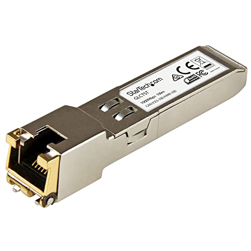 StarTech.com Cisco GLC-T Compatible SFP Module, 1000BASE-T, SFP to RJ45 Cat6/Cat5e, 1GE Gigabit Ethernet SFP, RJ-45 (Copper) 100m, Cisco Firepower, ASR920, IE2000 Mini GBIC Transceiver - Lifetime Warranty (GLCTST) - SFP (mini-GBIC) transceiver module (equivalent to: Cisco GLC-T) - 1GbE - 1000Base-T - RJ-45 - up to 100 m