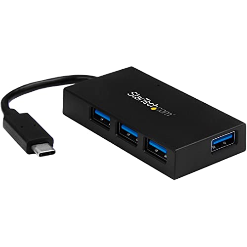 StarTech.com 4 Port USB C Hub with 4x USB-A Ports USB 3.0 (USB 3.1/3.2 Gen 1 SuperSpeed 5Gbps), USB Bus or Self Power, Portable USB Type-C to USB-A BC 1.2 Charging Hub w/Power Adapter - Windows/macOS/Linux (HB30C4AFS) - Hub - 4 x SuperSpeed USB 3.0 - desktop