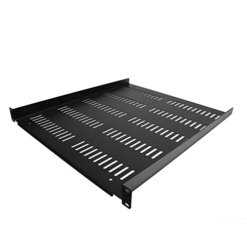 StarTech.com 1U Vented Server Rack Cabinet Shelf, 20in Deep Fixed Cantilever Tray, Rackmount Shelf for 19" AV/Data/Network Equipment Enclosure w/ Cage Nuts & Screws, 55lbs Weight Capacity - 1U Network Rack Shelf - Rack shelf - black - 1U - 19"