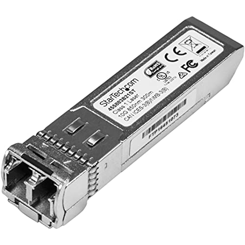 StarTech.com HPE 455883-B21 Compatible SFP+ Module, 10GBASE-SR, 10GbE Multi Mode (MMF) Fiber Optic Transceiver, LC 300m, 850nm, DDM, HPE 6120XG, 6120G, Flex Fabric, Mini GBIC Transceiver - Lifetime Warranty (455883B21ST) - SFP+ transceiver module (equivalent to: HP 455883-B21) - 10GbE - 10GBase-SR - LC multi-mode - up to 300 m
