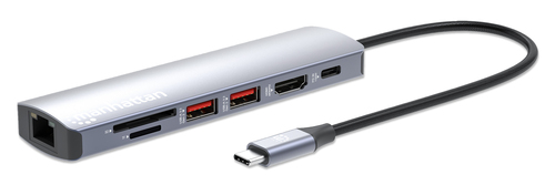 Manhattan 153966 laptop dock/port replicator Wired USB 3.2 Gen 2 (3.1 Gen 2) Type-C Silver
