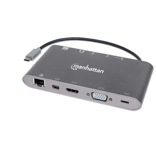 Manhattan 152808 laptop dock/port replicator Wired USB 3.2 Gen 1 (3.1 Gen 1) Type-C Silver
