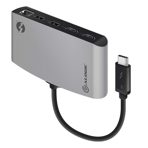ALOGIC TB3D2HDPBL-SGR interface cards/adapter HDMI, RJ-45, USB 2.0, USB 3.2 Gen 1 (3.1 Gen 1)