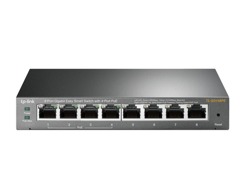 TP-Link TL-SG108PE Managed L2 Gigabit Ethernet (10/100/1000) Power over Ethernet (PoE) Black