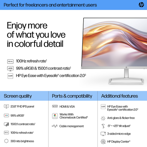 HP Series 5 23.8 inch FHD Monitor - 524sf computer monitor 60.5 cm (23.8") 1920 x 1080 pixels Full - Image 9