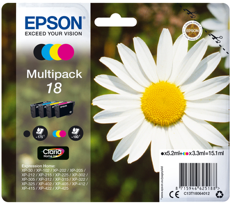 Epson Daisy C13T18064012 ink cartridge 1 pc(s) Original Standard Yield Black, Cyan, Magenta, Yellow