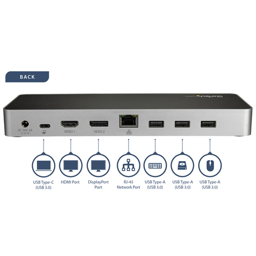 StarTech.com DK30CHDPPDUE laptop dock/port replicator Wired USB 3.2 Gen 1 (3.1 Gen 1) Type-C Black, - Image 5