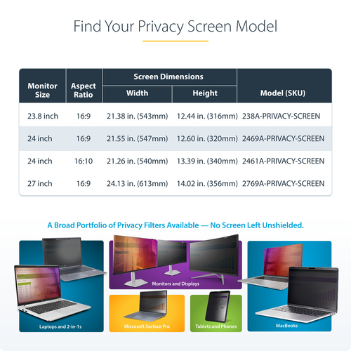 StarTech.com 2469A-PRIVACY-SCREEN display privacy filter 61 cm (24") Frameless display privacy - Image 11