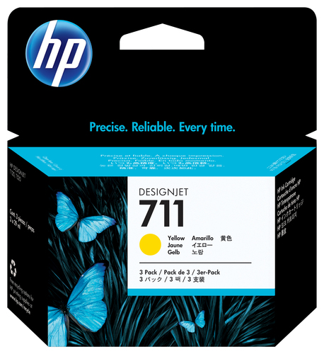 HP 711 3-pack 29-ml Yellow DesignJet Ink Cartridges ink cartridge 3 pc(s) Original