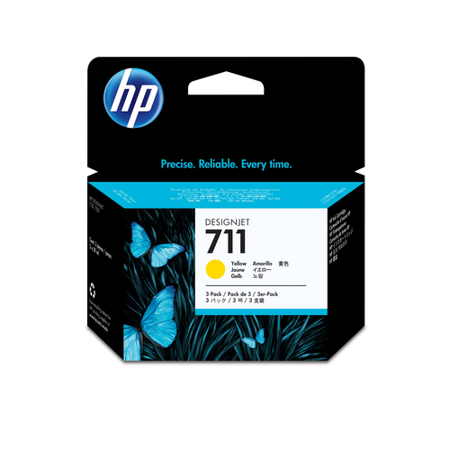 HP 711 3-pack 29-ml Yellow DesignJet Ink Cartridges ink cartridge 3 pc(s) Original - Image 2