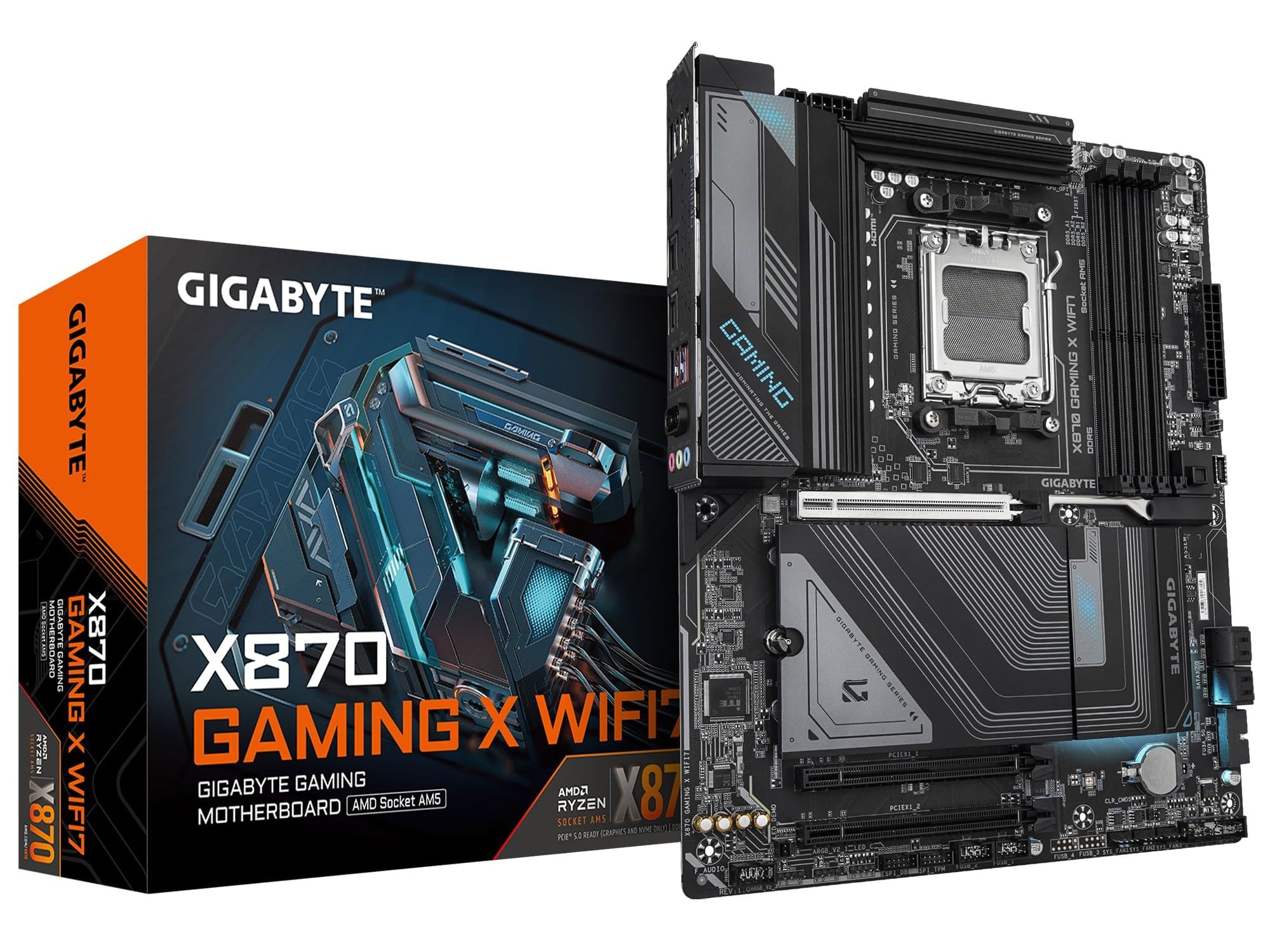 Gigabyte X870 GAMING X WIFI7 AMD AM5 Socket Motherboard, ATX, 4x DDR5 Slots, 3x M.2 Sockets, Fitted I/O Shield, 2.5GbE LAN, Wi-Fi 7, 1x HDMI Port / 1x USB-C (USB4)