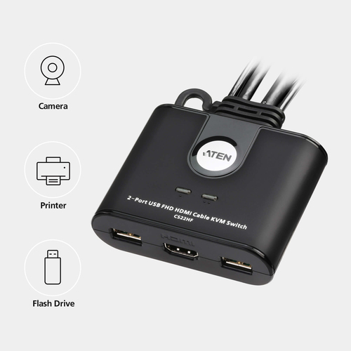 ATEN CS22HF KVM switch Black - Image 2
