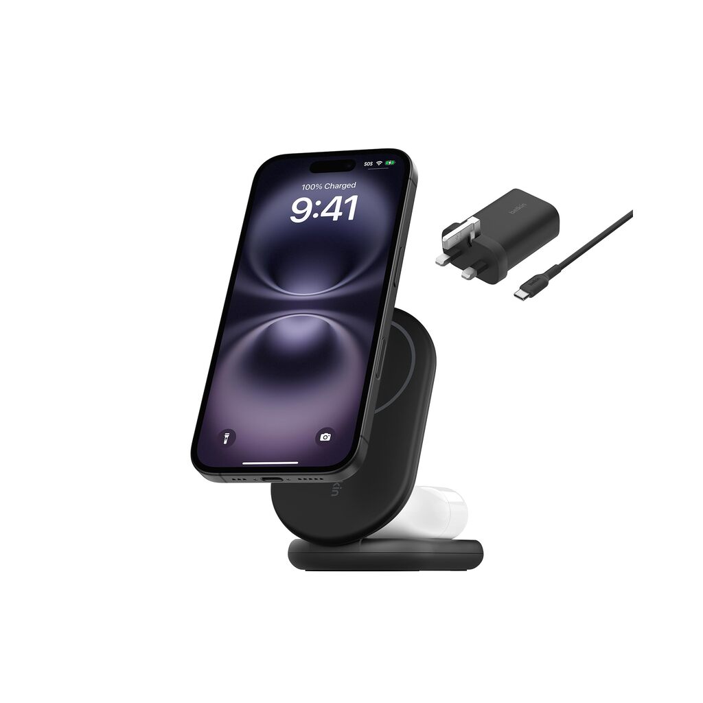 BOOSTCHARGE QI2 15W MAGNETIC 2IN1 BK