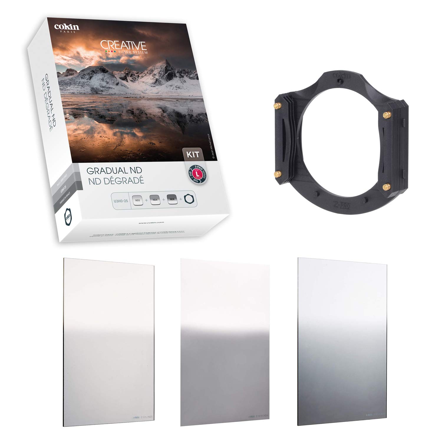 Cokin L Size (Z-Pro Series) filter holder and Grad ND2 Grad ND4 and Grad ND8 filters